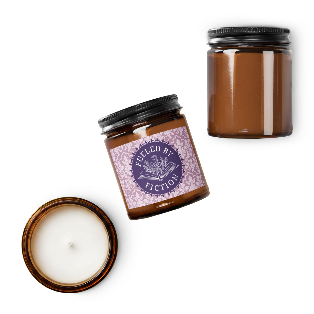 "Fueled by Fiction" Amber Jar Soy Candle